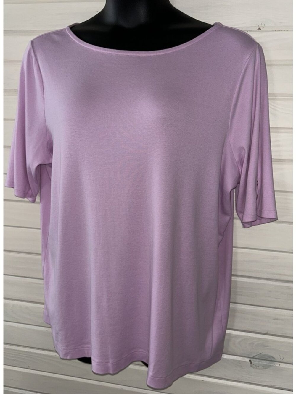 by Chico's Sz 4 (XXL) Pale Purple 100% Cotton Tee Tunic Button Sleeve VGUC